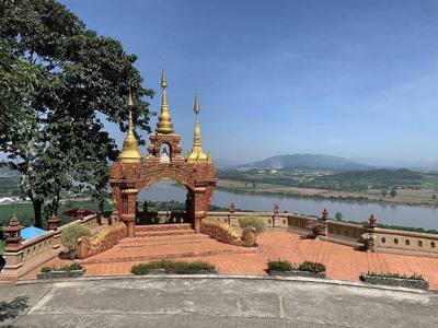 Thailand Laos Burma Border (GoldenTriangle) viewpoint at Wat Phra That Pha Ngao
