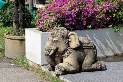 Elephant statue in the Garden of Wat Phra Sing, Chiang Mai