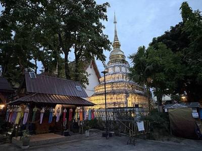Wat Lam Chang, Chiang Mai, at night during Asalha Puja celebrations on 29 July 2026
