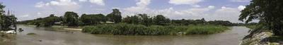Panoramic view from Wat Tham Phra at the Kok river opposite the Chiang Rai Beach, Chiang Rai , Thailand