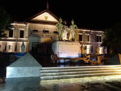 The Chiang Mai City Art and Cultural Center at night.