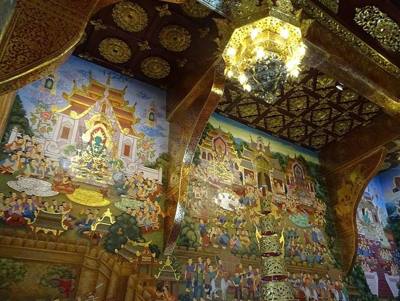 Murals in the Chiang Mai City Pillar Shrine at Wat Chedi Luang.