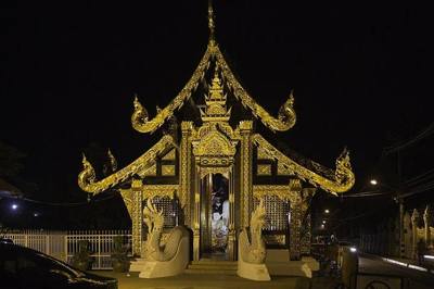 Wat Inthakin Sadue Muang at night, Chiang Mai, Thailand