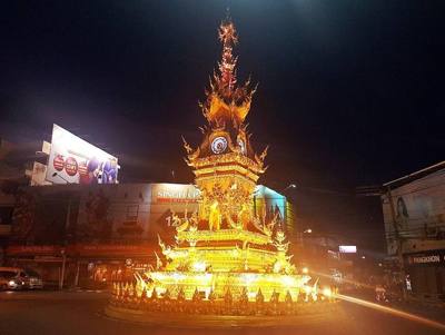 The new clock tower of Mueang Chiang Rai district, Chiang Rai province.