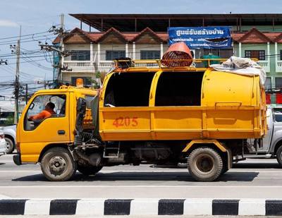 Chiang Rai, Thailand: A waste collection truck in Chiang Rai.