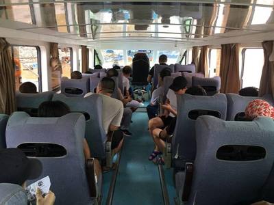 Inside the ferry boat to the Golden Triangle Special Economic Zone in Laos
