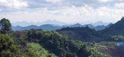 The Daen Lao Range as seen from road 1340 in the western tip of Chai Prakan District, Chiang Mai Province, Thailand.