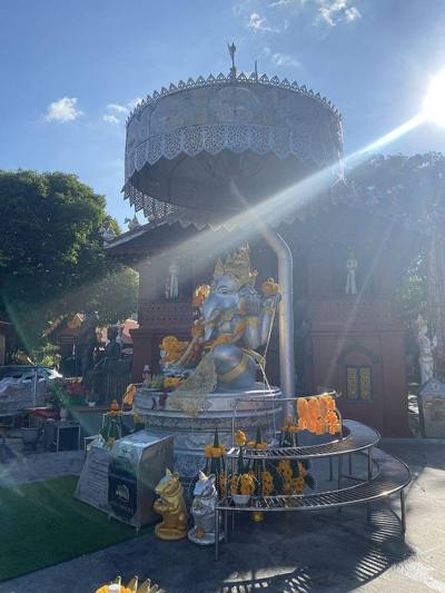 The Silver Ganesha statue with an umbrella in Wat Sri Suphan in Chiang Mai