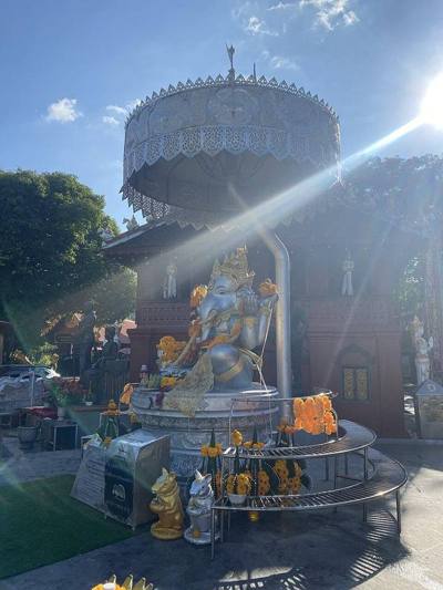 The Silver Ganesha statue with an umbrella in Wat Sri Suphan in Chiang Mai