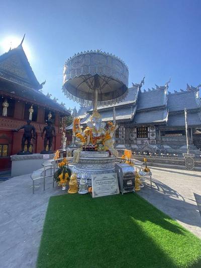 The Silver Ganesha statue with an umbrella in Wat Sri Suphan in Chiang Mai