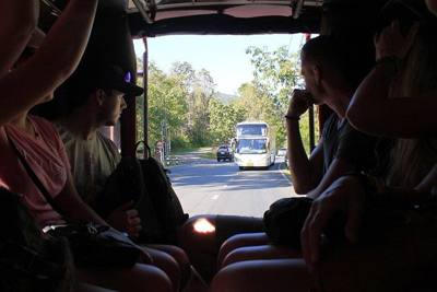 Inside a Thai songthaew, Chiang Mai