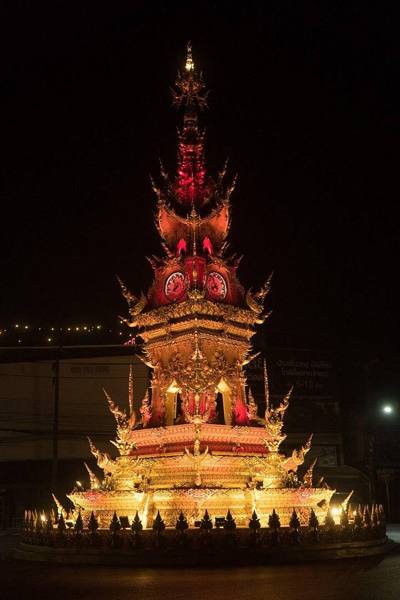 New clock tower of Chiang Rai at night