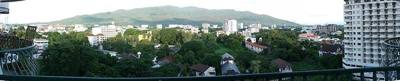 View of the mountain Doi Suthep. 180° panorama, made from the Hillside 4 condo building in Chiang Mai, Thailand, 2010.