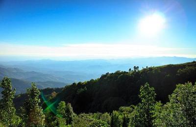 View from Doi Inthanon, facing the valley opposite the two Chedis