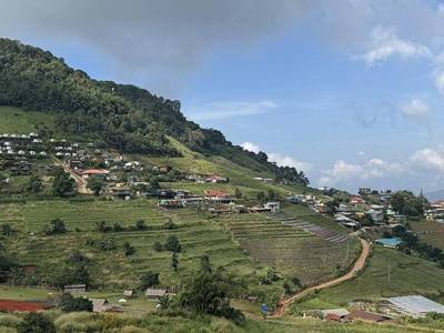 This photograph shows a mountain landscape in Mae Rim District, Chiang Mai Province, Thailand, part of the northern highlands near Doi Suthep-Pui National…