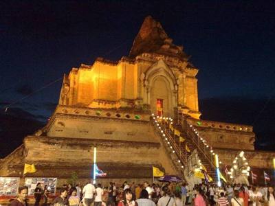 Wat Chedi Luang during Tam Boon Khan Dok - Inthakin City Pillar Festival
