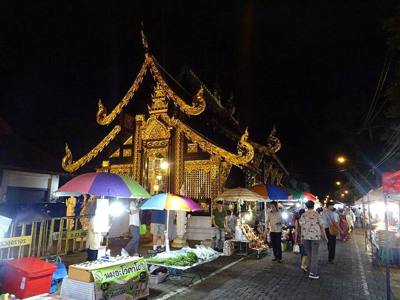 Wat Inthakin Sadue Muang during the Chiang Mai Sunday Night Market.