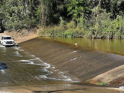 Overflow wire/ford of Huai San reservoir in Chiang Rai, Thailand