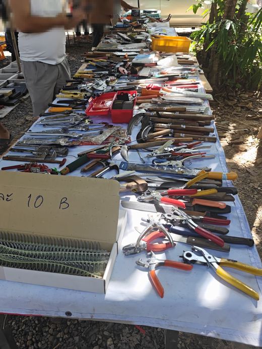 Pliers, wrenches and hand tools at 10 baht each