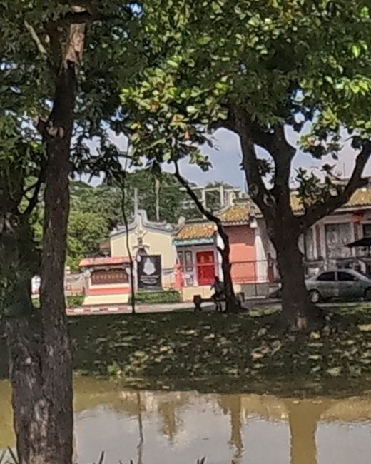 Chinese shrine across the canal