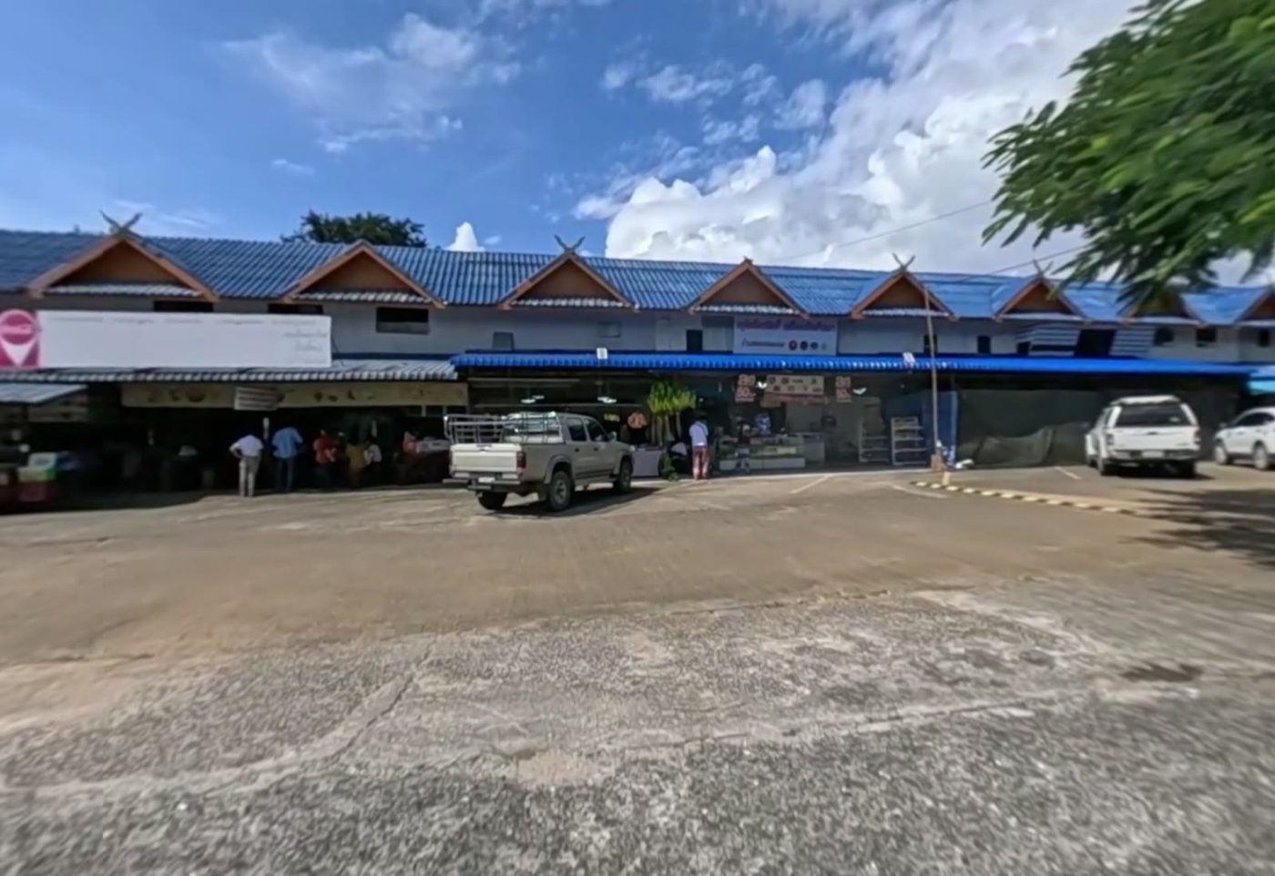 The shop row across the car park