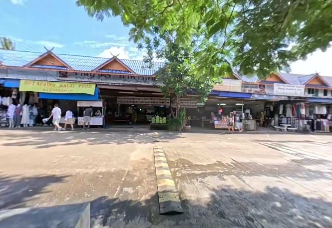 The shop row with the halal restaurant