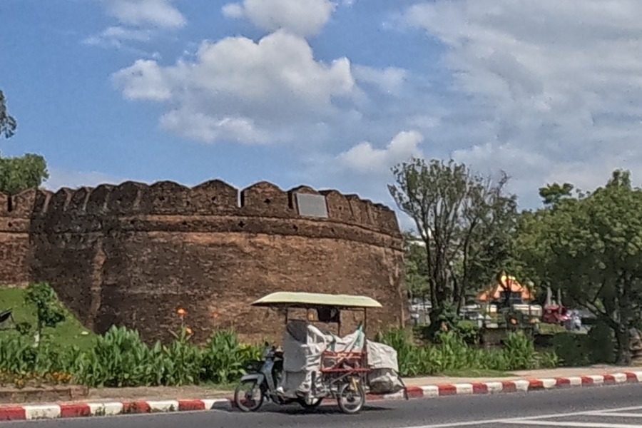 Old brick corner bastion on the roundabout