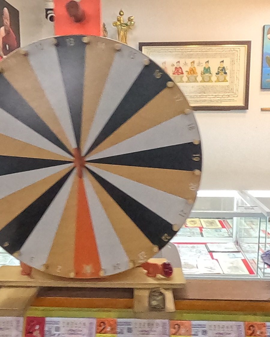 A prize wheel in an amulet shop