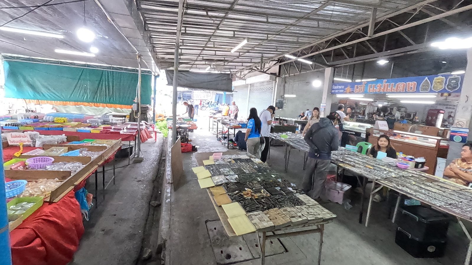 Old amulets laid out in the outer aisle