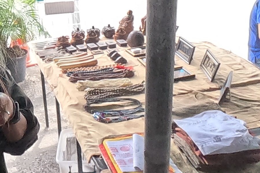 Beads, carvings and framed amulets