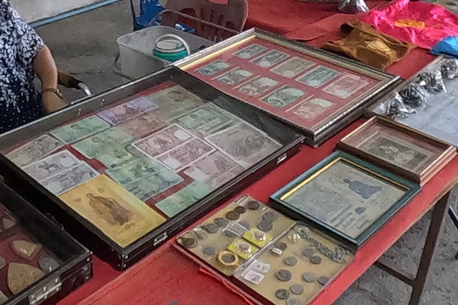 Framed old banknotes