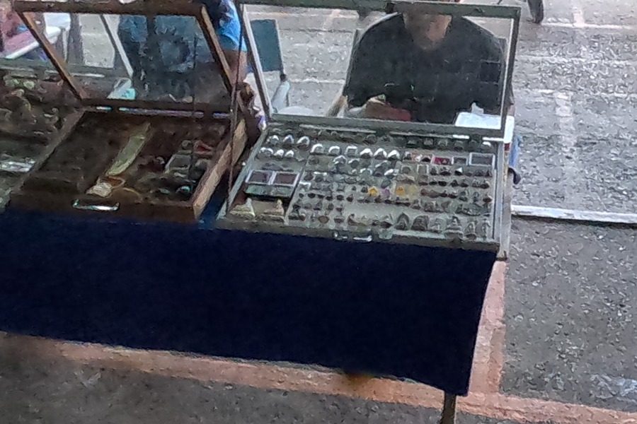 Rings and amulets in an open case