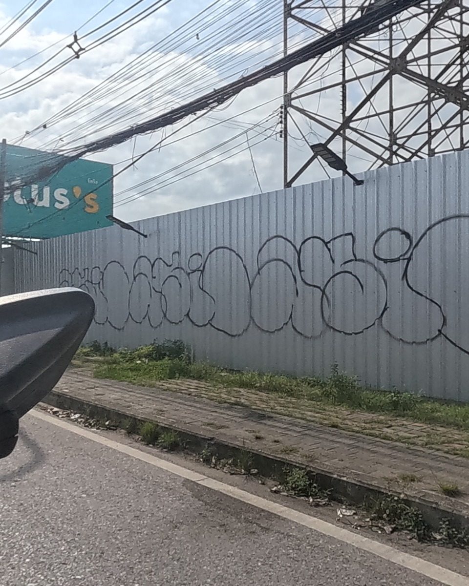 Scribbled tag on white fence