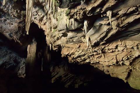 Nam Lod (cave), Tham Lot (cave), Mae Hong Son, Thailand. The Mae Lang River flows through the cave which is filled with stalactites and stalagmites.