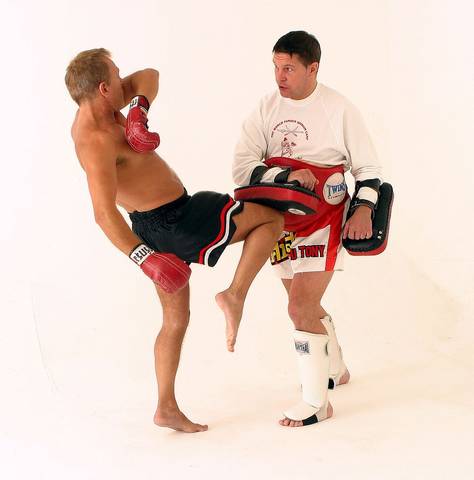 Muay Thai knee on pads