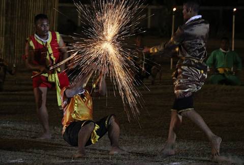 Krabi Krabong Thai Sword fighting, Buddhai Swan, Thailand.