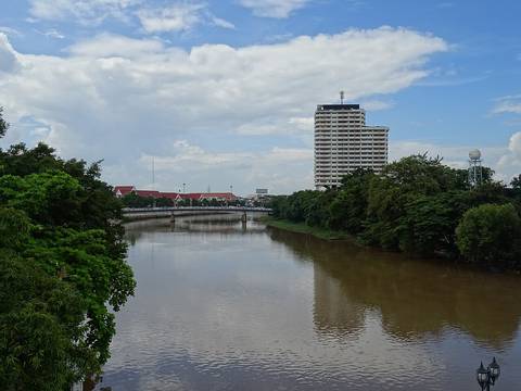 View of the Ping River from the Chansom Memorial Bridge in Chiang Mai.