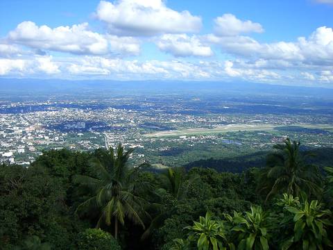 View from Doi Suthep mountain over Chiang Mai city, northern Thailand