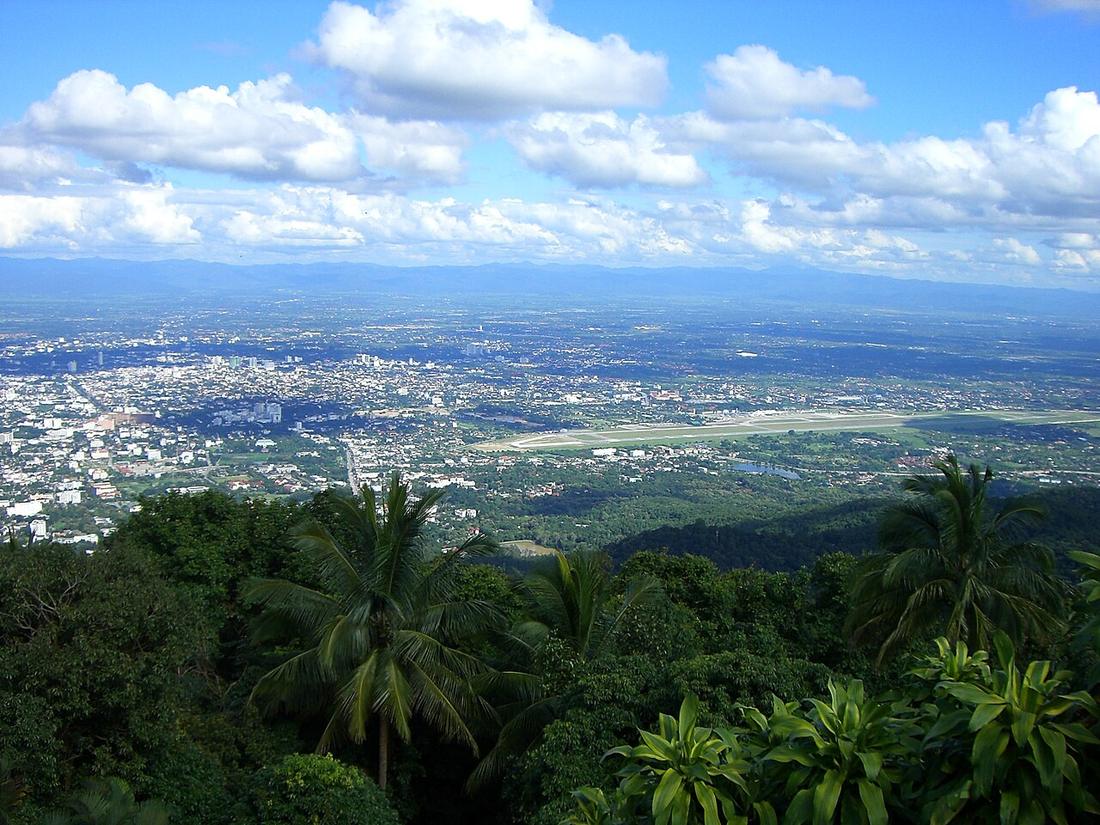 View from Doi Suthep mountain over Chiang Mai city, northern Thailand