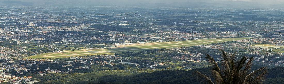 Panoramic view of Chiang Mai International Airport from Doi Suthep.
