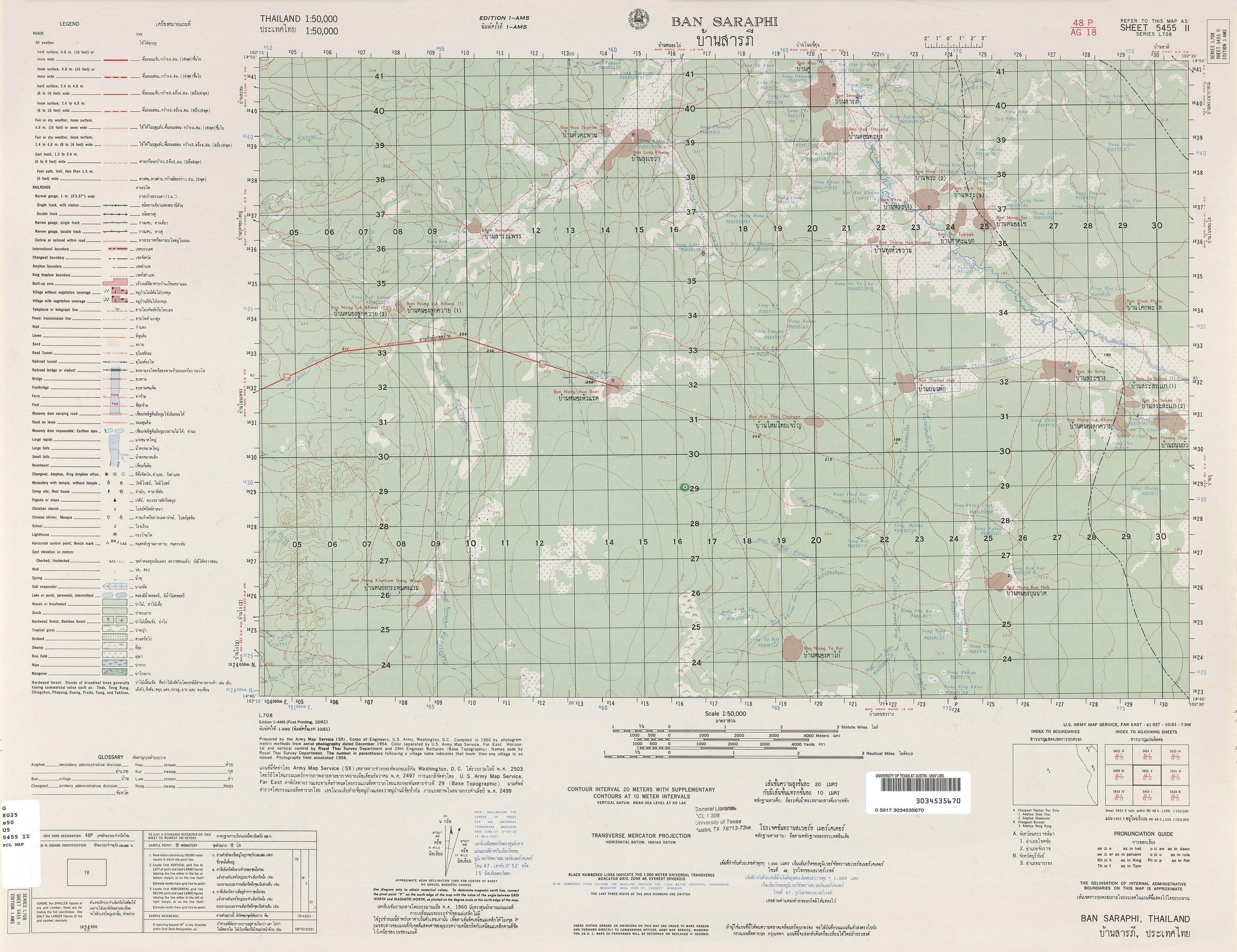 Ban Saraphi - Sheet 5455 II, 1:50,000 1959 (5.0 MB) - Thailand, Series L708, 1:50,000, U.S. Army Map Service, 1959-