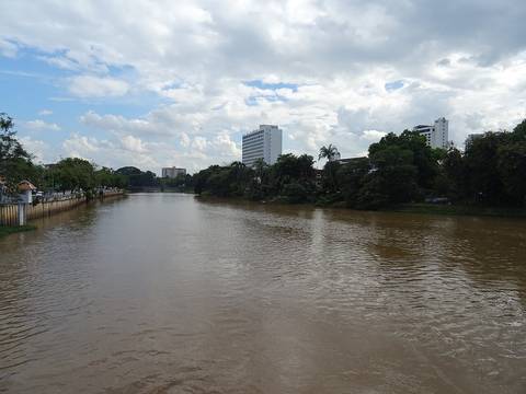 View of the Ping River from the Nawarat Bridge in Chiang Mai.