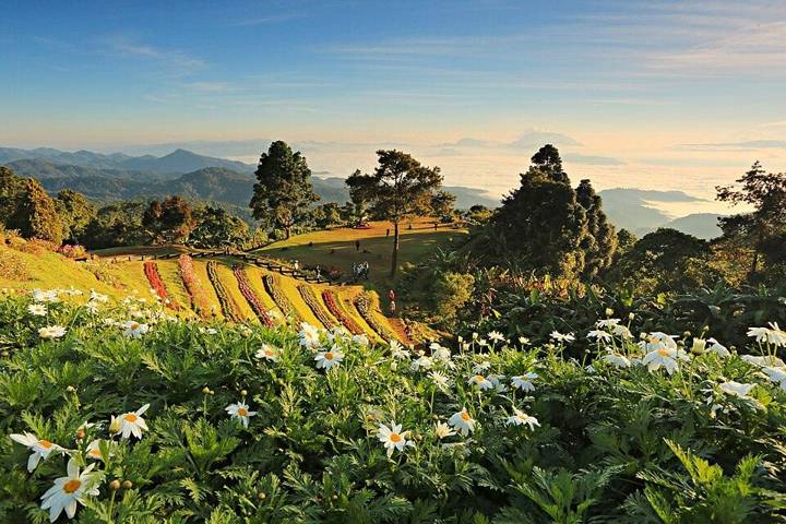 Huai Nam Dang National Park or the creek water. Forest River is the headwaters of several streams. A view of nature Compressed air and scenic mountain beauty and fame. Culminating with a dip at the Huai. Tha Pai hot spring Mae and cold Let's say that at night the stars pretty much.