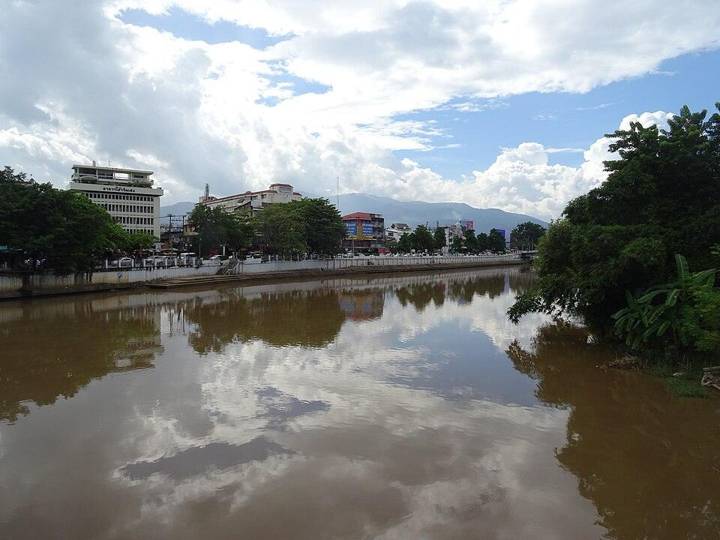 View of the Ping River from the Chansom Memorial Bridge in Chiang Mai.