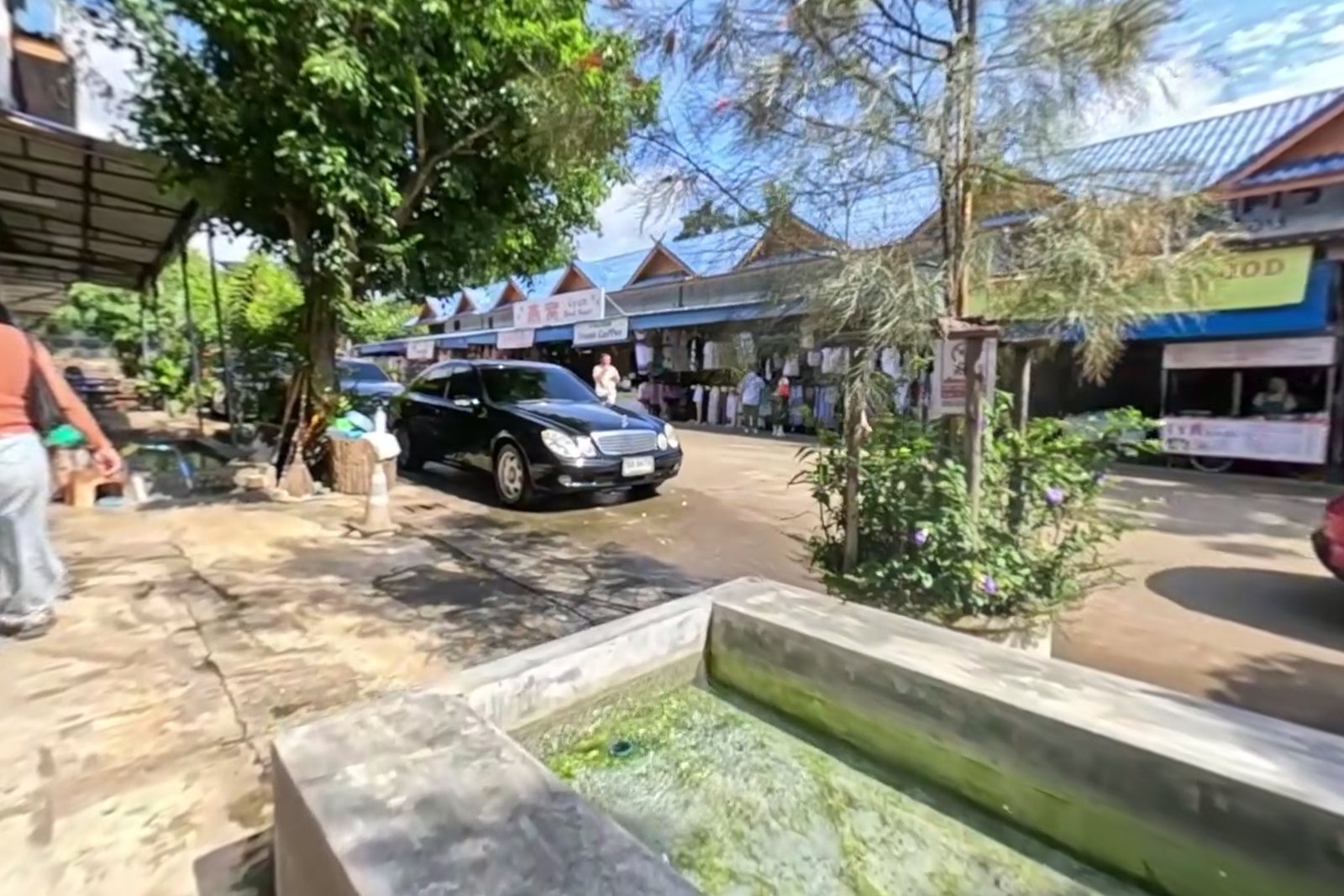Shops around the car park.