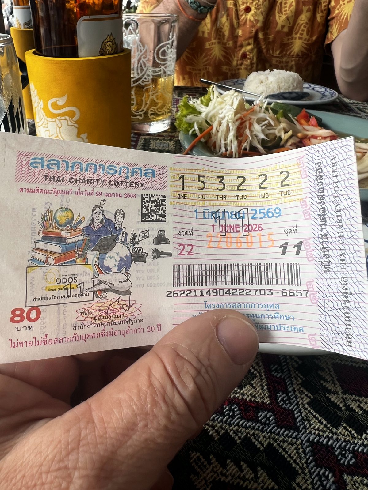 ลุ้นหวยตอนมื้อเที่ยง · A lottery ticket over lunch