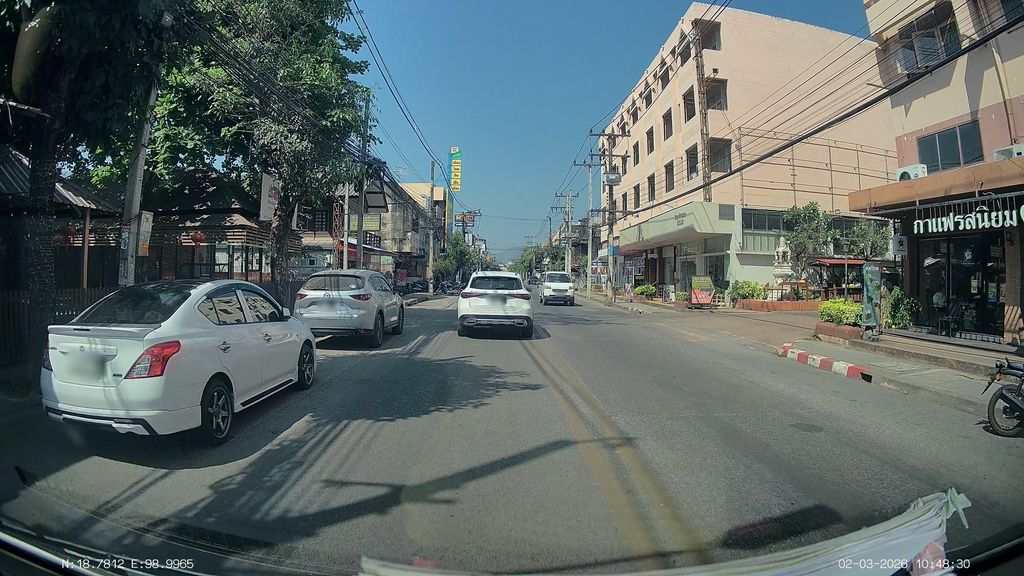ภาพถนนตรงที่ โรงแรมมณีนาราคร ตั้งอยู่ ถ่ายโดย ThailandCambodia พ.ศ. 2569 (2026) · A street-level view of where โรงแรมมณีนาราคร · Mani Nara Khon Hotel stands, by ThailandCambodia in 2569 (2026)