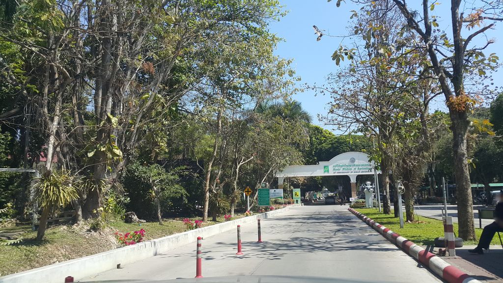 ภาพถนนตรงที่ อาคาร 75 ปีแม่โจ้ คณะสารสนเทศและการสื่อสาร ตั้งอยู่ ถ่ายโดย jrcarlsen พ.ศ. 2560 (2017) · A street-level view of where อาคาร 75 ปีแม่โจ้ คณะสารสนเทศและการสื่อสาร · Akhan 75 Pimaecho Khana Sansonthet Lae Kansuesan stands, by jrcarlsen in 2560 (2017)