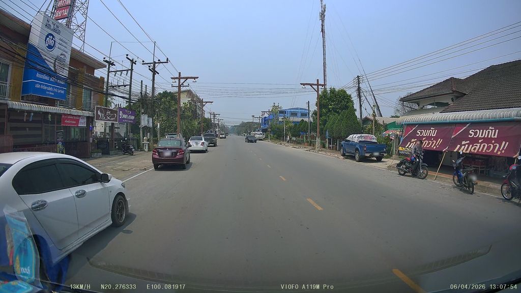 ภาพถนนตรงที่ อิ่มปลาเผาเชียงแสน ตั้งอยู่ ถ่ายโดย ThailandCambodia พ.ศ. 2569 (2026) · A street-level view of where อิ่มปลาเผาเชียงแสน · Implaphao Chiang Saen stands, by ThailandCambodia in 2569 (2026)